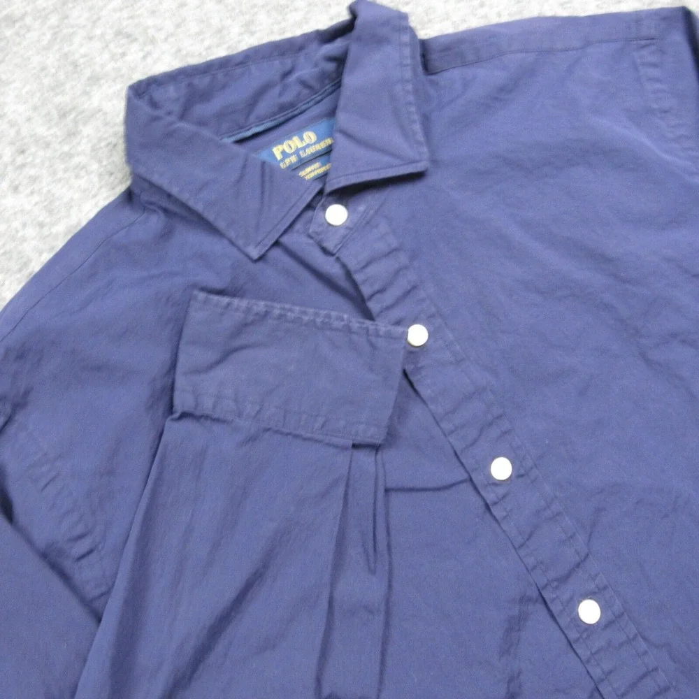 Polo Ralph Lauren Shirt Mens Extra Large Blue Stretch Poplin Button‎ Slim Fit